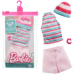Barbie Clothes Fashion Pack By Roxy - Stripe Top Pink Shorts & Soft Hat