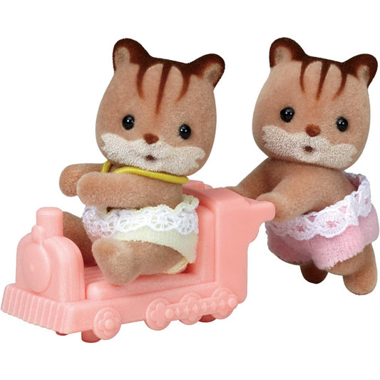 Sylvanian Families Walnut Squirrel Twins Figures and Accessories