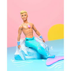 Barbie Dreamtopia Merman Doll 12-inch with Blue Rainbow Tail and Blonde Hair