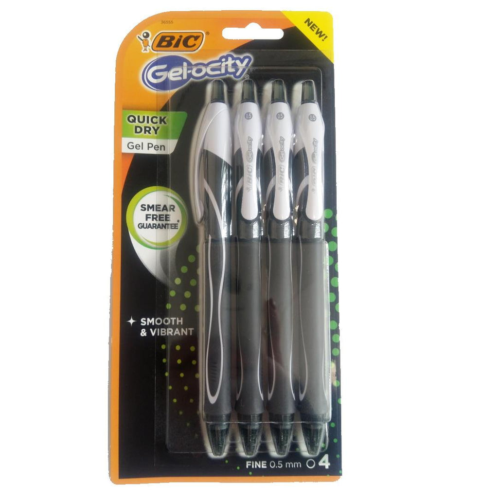 Bic Gel-ocity Quick Dry Fine 0.5mm Black Gel Pens 4 Pack - Maqio