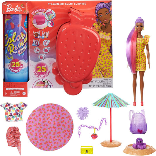 Barbie Colour Reveal Doll & Pet Friend with 25 Surprises - Strawberry