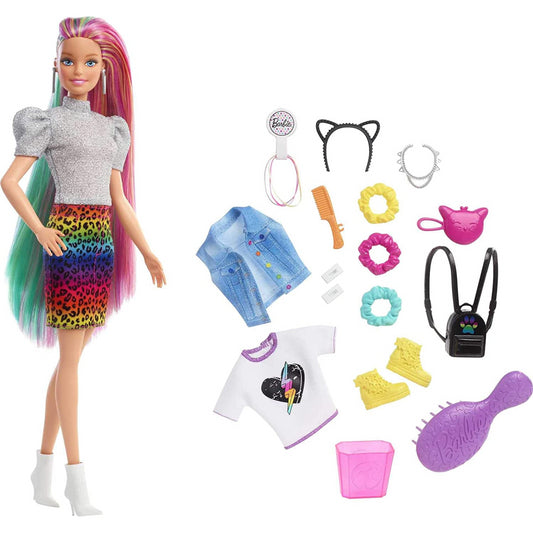 Barbie Leopard Rainbow Hair and Accessories - Maqio