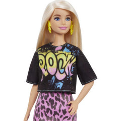 Barbie Fashionista Doll-Rock Tee Shirt and Pink Black Skirt Mattel