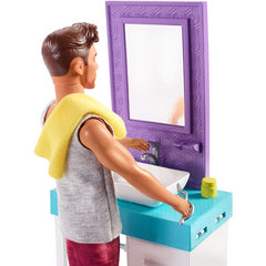 Barbie Bathroom-Themed Playset with Shaving Ken Doll FYK53 - Maqio