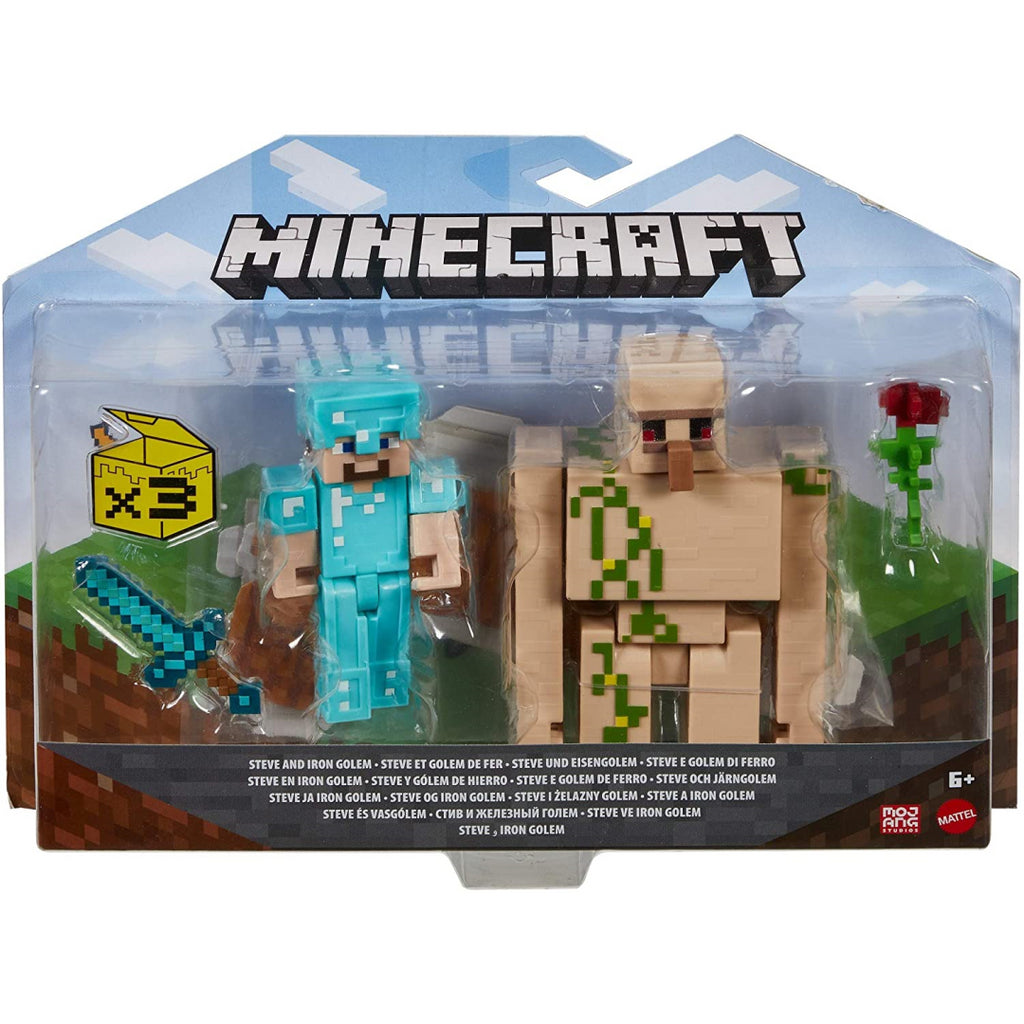 Minecraft Steve and Iron Golem Action Figures Playset - Maqio