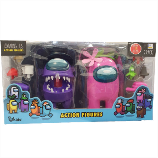 Official & Fully Licensed Among Us Purple Pink Action Figures 2-Pack - Maqio
