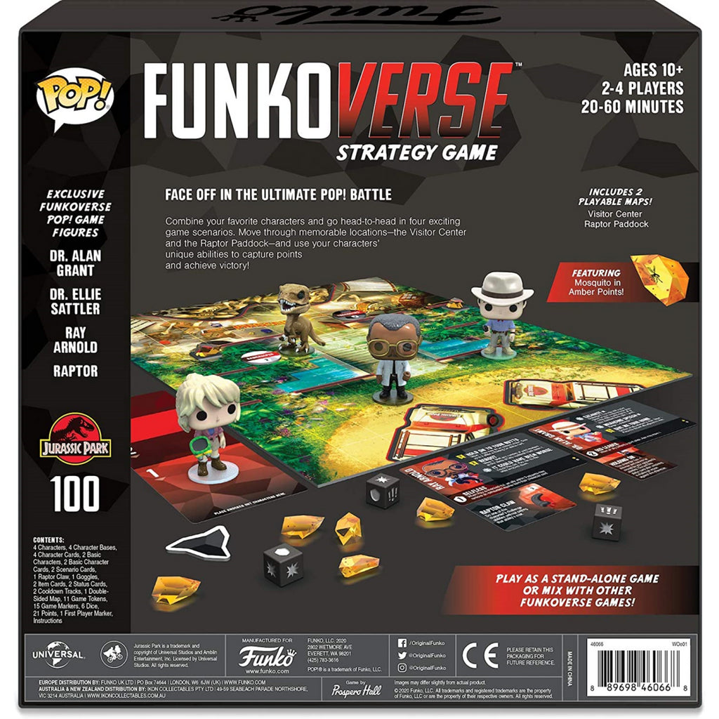 Funko POP Funkoverse Jurassic Park 100 Strategy Game Raptor Dr Alan - Maqio