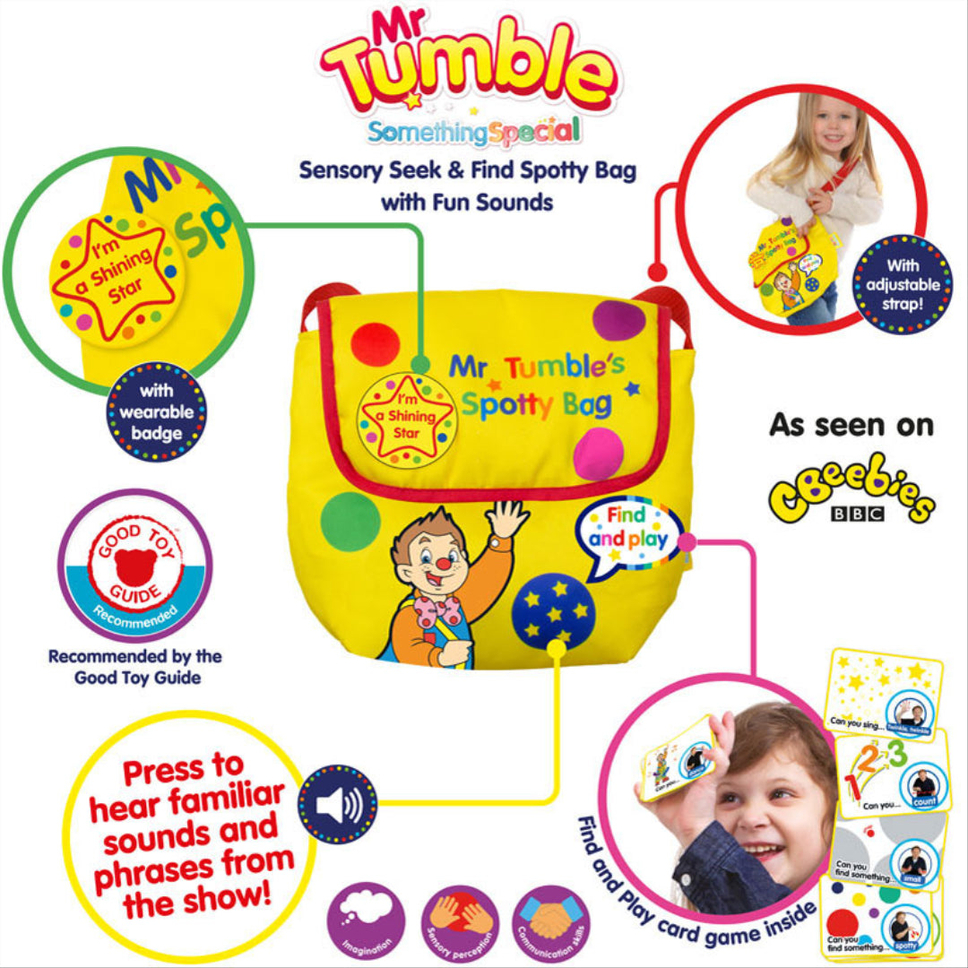 Mr Tumble Spotty Activity Bag Sensory Seak and Find with Fun Sounds - Maqio