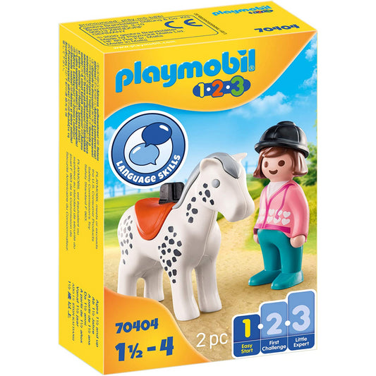 Playmobil 123 2pc Rider with Horse Figure - Maqio