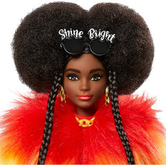 Barbie Extra Doll in Furry Rainbow Coat with Pet Poodle Afro-Puffs with Braids