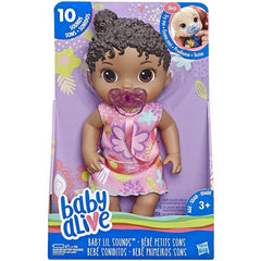 Baby Alive Baby Lil Sounds Interactive Black Hair Baby Doll E3689 - Maqio