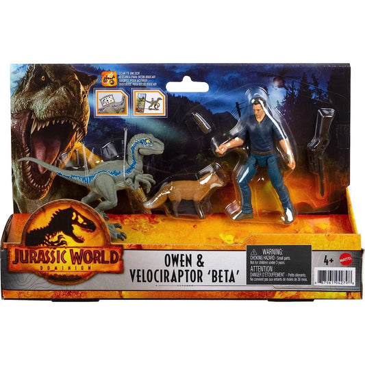 Jurassic World Dominion Owen & Velociraptor Beta 2 Pack Figure Set