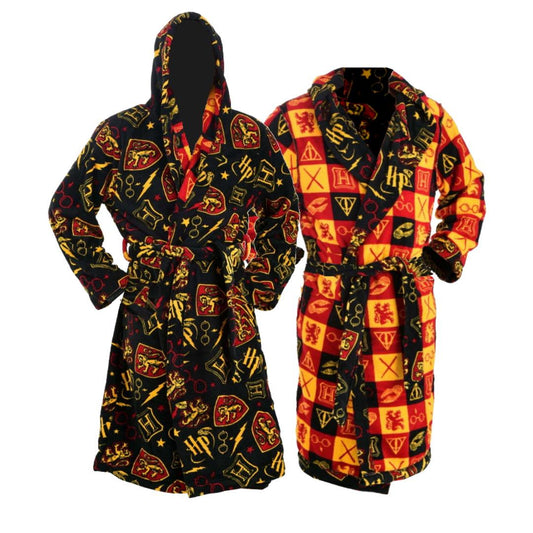 Harry Potter Hogwarts Reversible Robe Adults with Hoodie - Size Small - Maqio