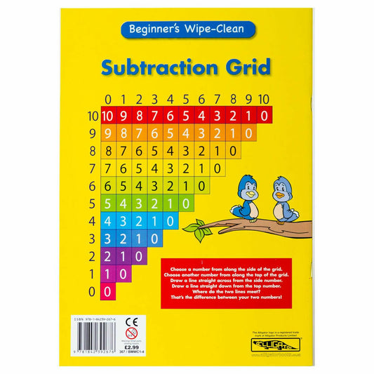 Alligator Books Subraction Beginners Maths Wipe Clean Book - Maqio