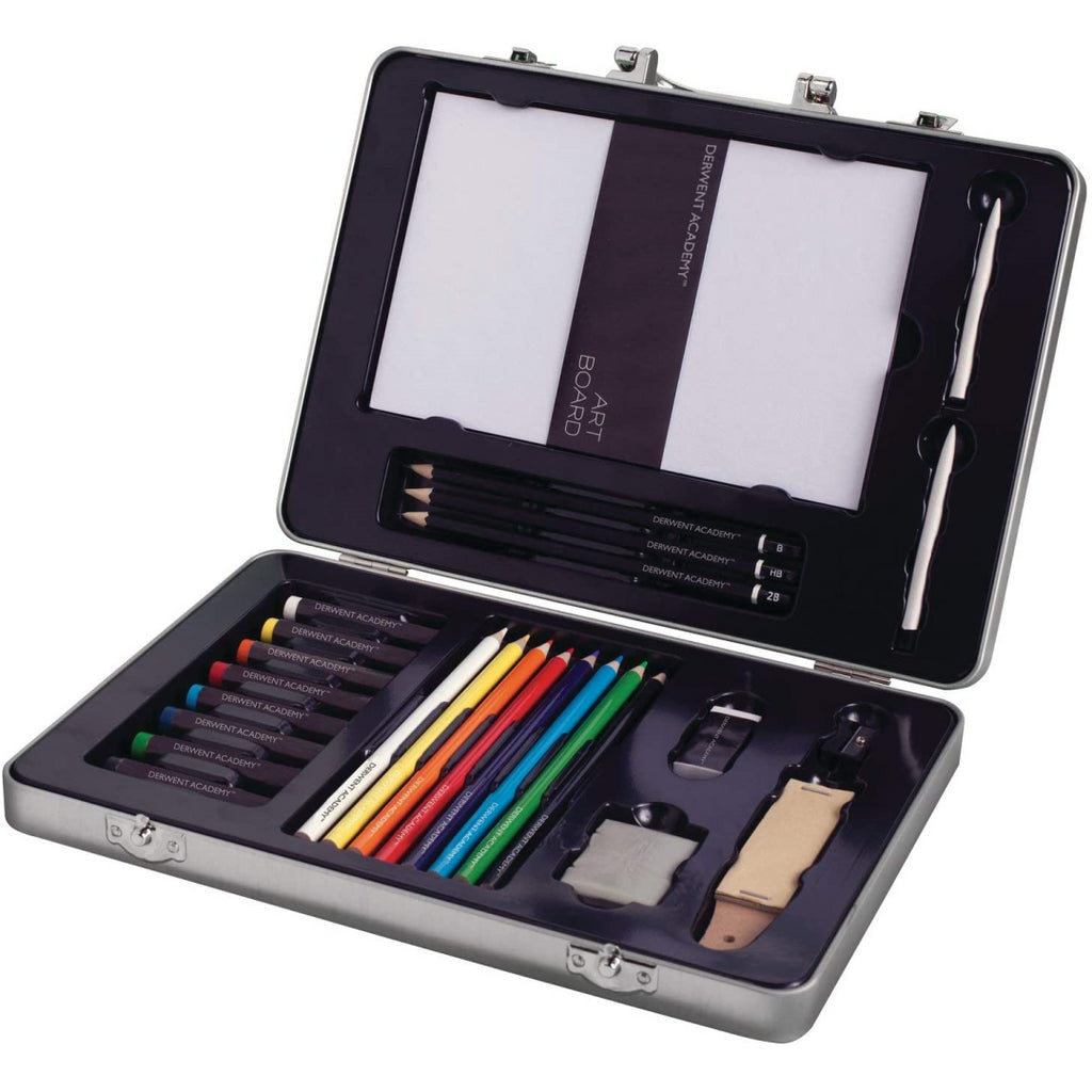 Derwent Academy 28 Piece Drawing Art Kit Set With Case - Maqio