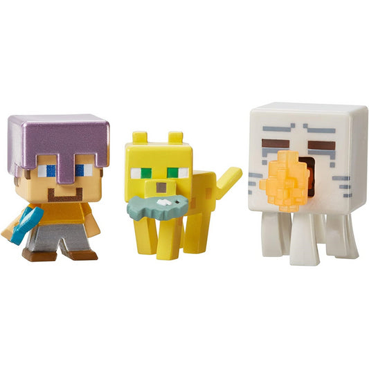 Minecraft Steve, Ocelot & Attacking Ghost Mini Action Figures - Maqio