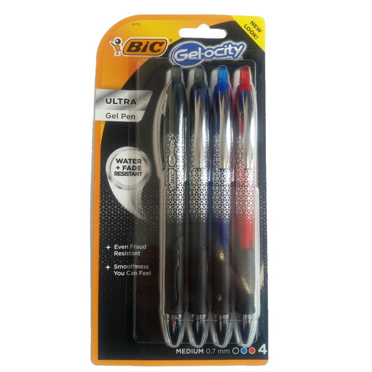 Bic Gel-ocity Ultra Medium Assorted Colour Gel Pens 4 pack - Maqio