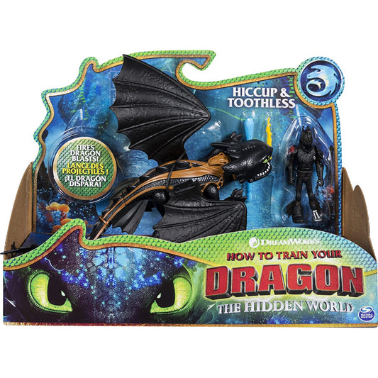 Dreamworks Dragons Toothless and Hiccup, Dragon with Armoured Viking Figure