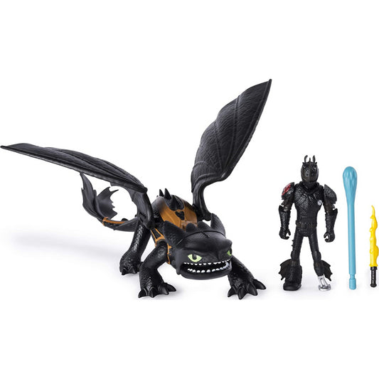 Dreamworks Dragons Toothless and Hiccup, Dragon with Armoured Viking Figure