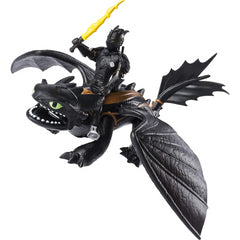 Dreamworks Dragons Toothless and Hiccup, Dragon with Armoured Viking Figure