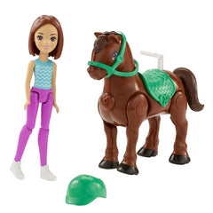 Mattel FHV62 - Barbie on the Go Bruna Figure & Pony - Maqio