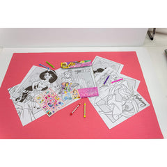 Disney princess colouring set 6 pencils themed pages stickers kids Gift - Maqio