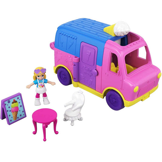 Polly Pocket GGC40 Pollyville Ice Cream Truck with Play Areas & Doll (GGC39) - Maqio