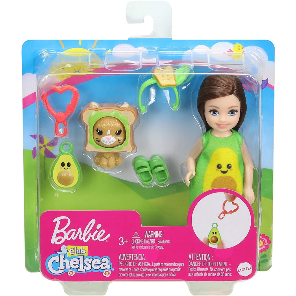 Barbie Club Chelsea Doll and Playset Avocado Dress and Cat (GJW31) - Maqio