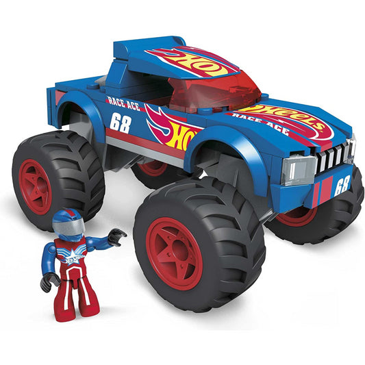 Mega Hot Wheels Race Ace Monster Truck Building Set Car & Micro Figure 69 Pcs