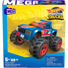 Mega Hot Wheels Race Ace Monster Truck Building Set Car & Micro Figure 69 Pcs