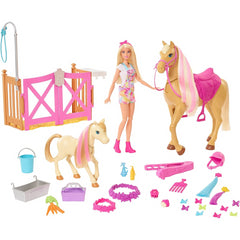 Barbie Groom n Care Horses Playset with Barbie Doll