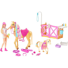 Barbie Groom n Care Horses Playset with Barbie Doll