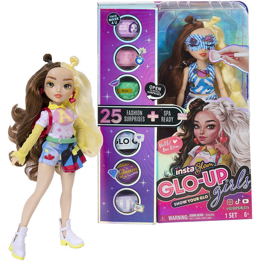 InstaGlam Glo Up Girls Erin Fashion Doll & 25 fashion Surprises 10" - Erin