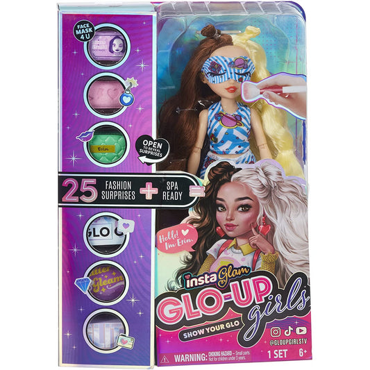 InstaGlam Glo Up Girls Erin Fashion Doll & 25 fashion Surprises 10" - Erin