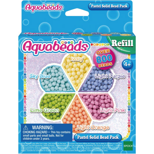 Aquabeads Pastel Solid Bead Pack with 800 Multicoloured Beads in 6 Colours