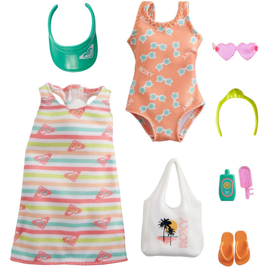 Barbie Clothes Fashion Pack By Roxy - Orange Swimsuit & Accessories