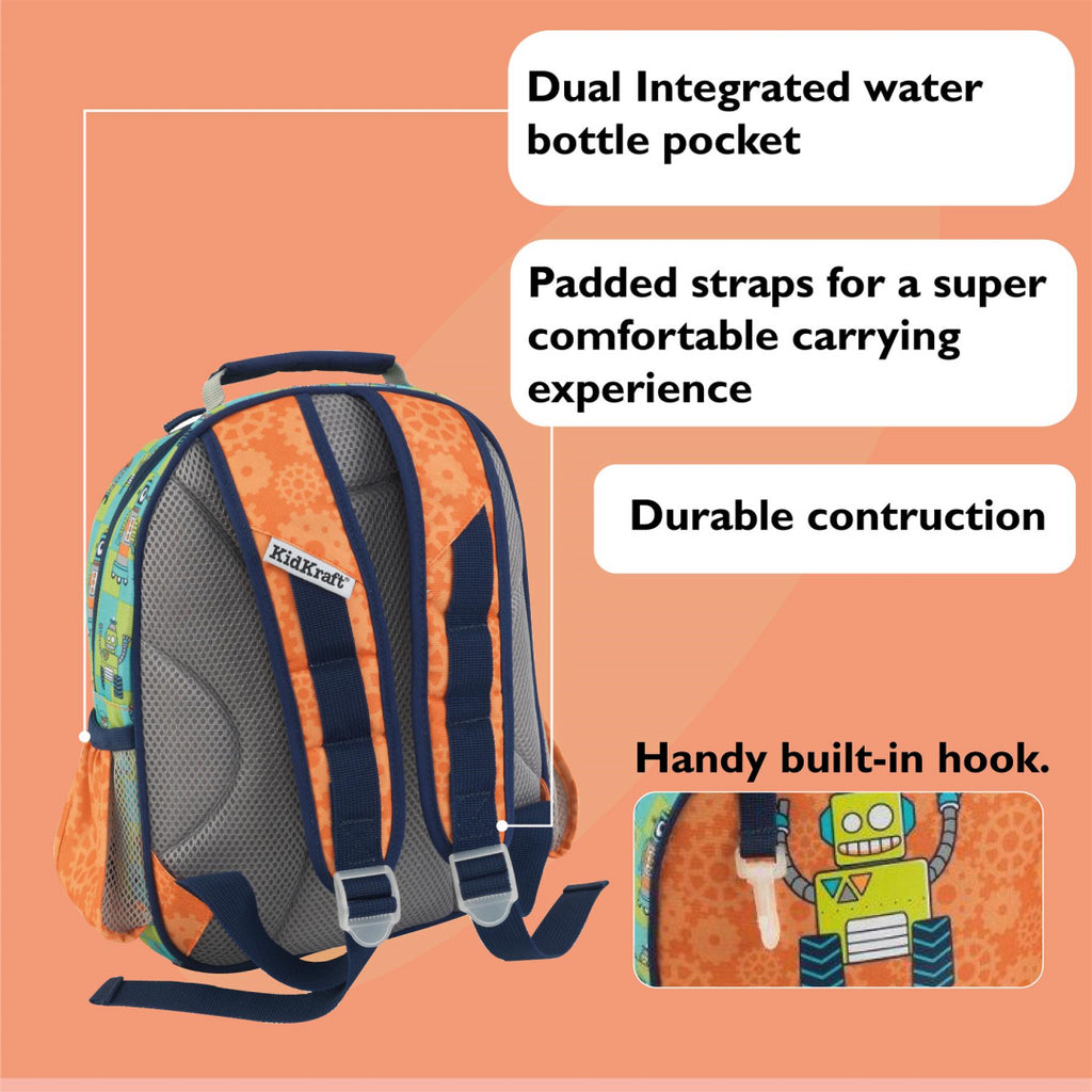 KidKraft 40006 Kids Small School Backpack with Robot Design (26x32x8 cm) - Maqio
