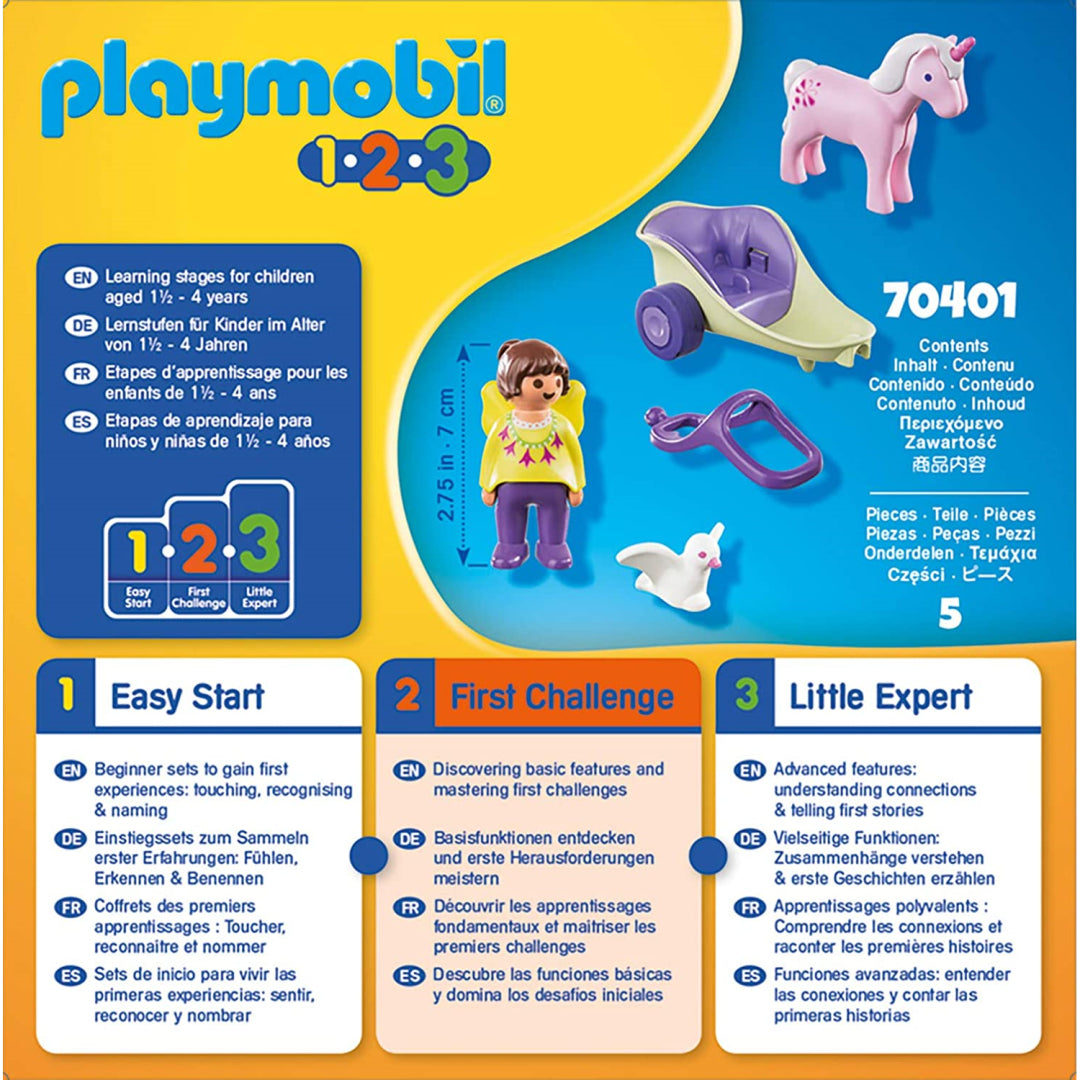 Playmobil 123 5pc - Unicorn Carriage & Figure - Maqio