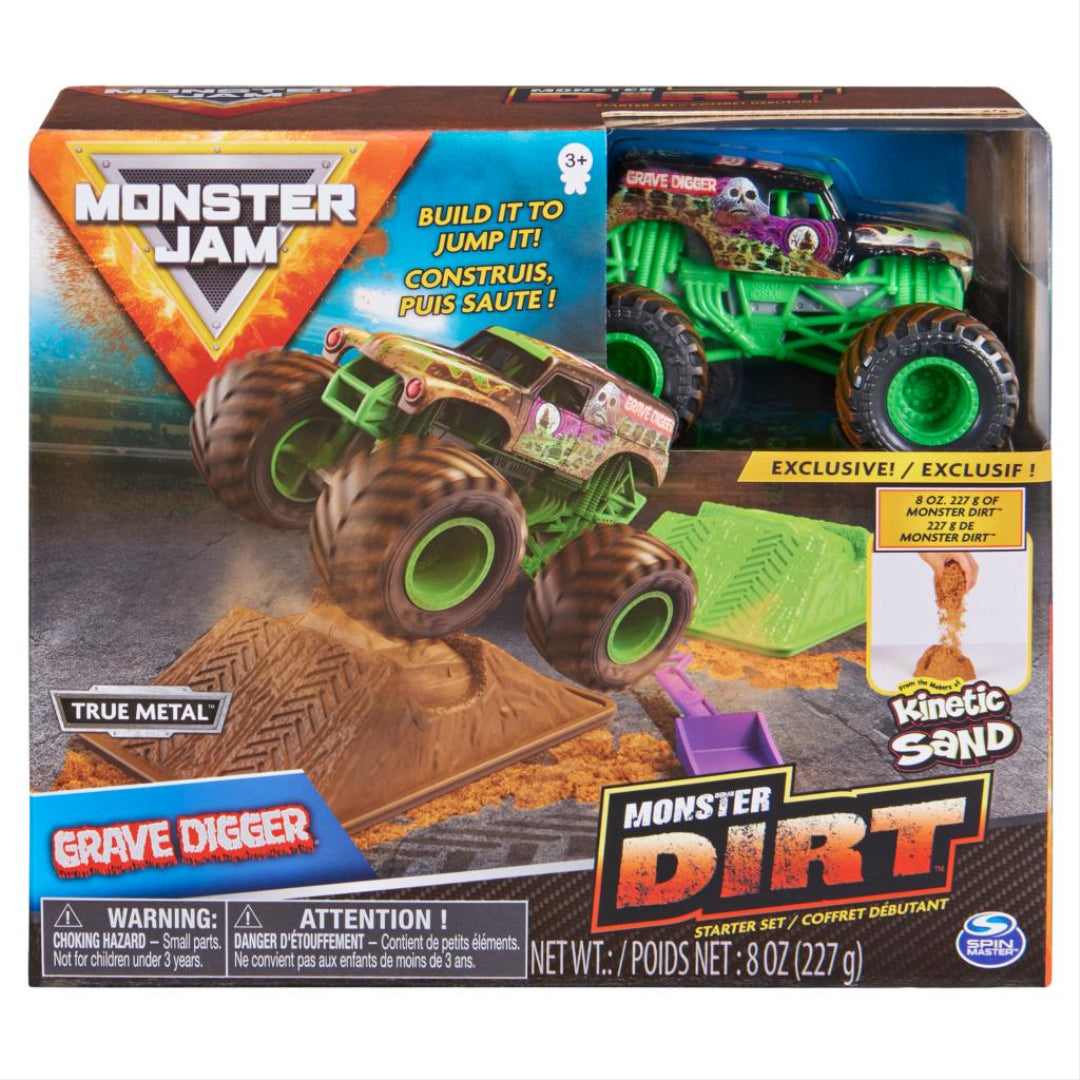 Monster Jam Grave Digger & Kinetic Sand Monster Dirt Starter Set - Maqio