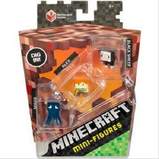 Minecraft Alex, Squid & Black Sheep Mini Action Figures - Maqio