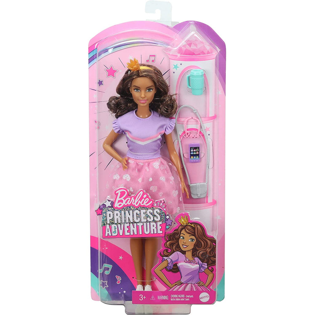 Barbie Princess Adventure Fantasy Doll Curly Brown Hair & Pink Skirt - Maqio
