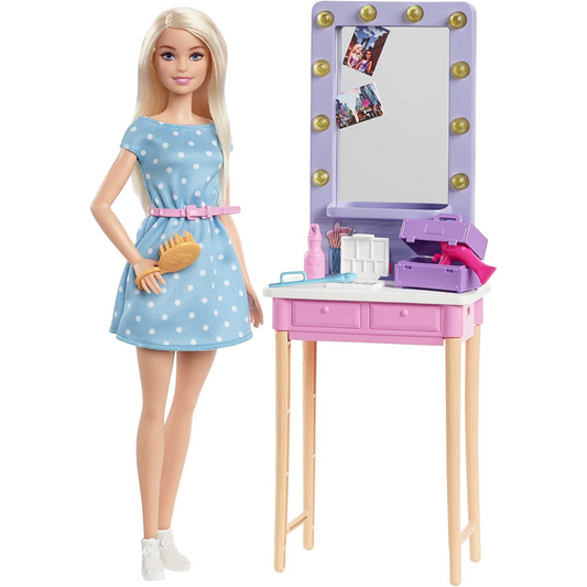 Barbie Big City Big Dreams Blonde "Malibu" Roberts Doll 11.5-inch doll and Backstage Dressing Room Playset with Accessories