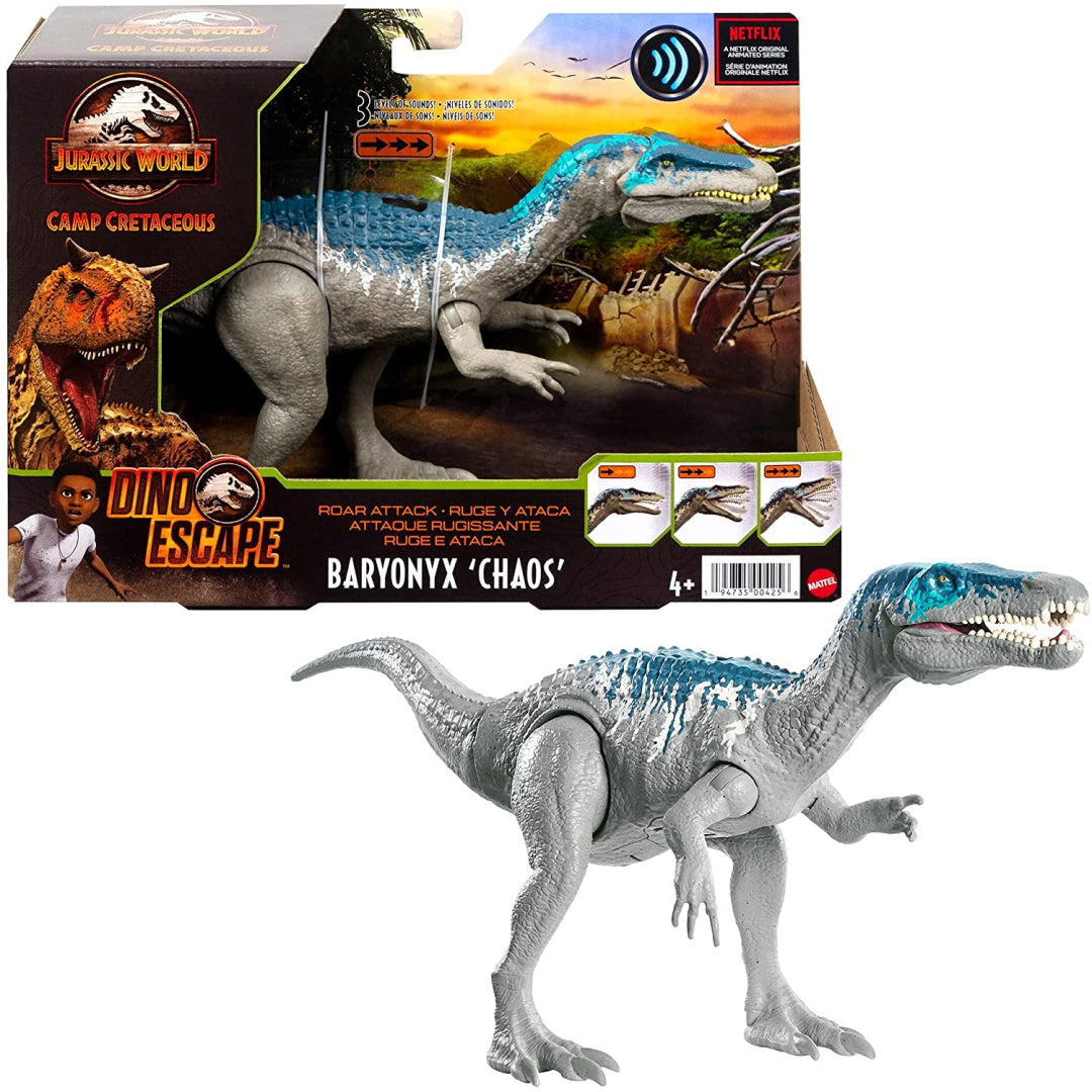 Jurassic World Roar Attack Dinosaur Figure with Movable Joints & Sounds - Baryonyx - Maqio