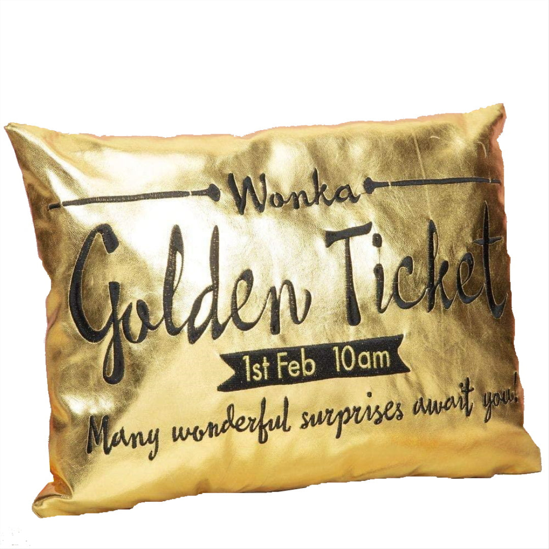 Just 4 Kids Charlie and The Chocolate Factory Golden Ticket Cushion - Maqio