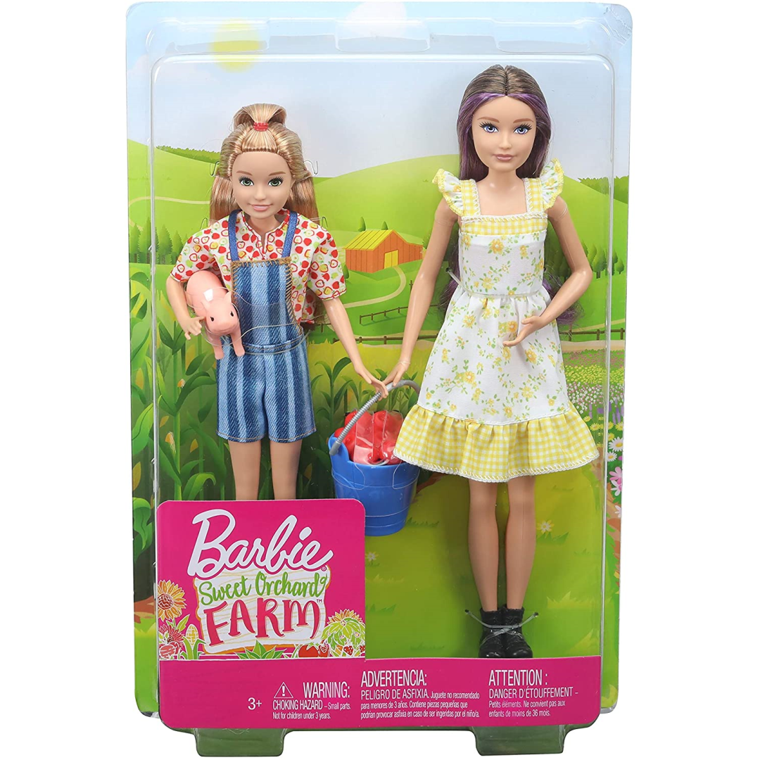 Barbie Sweet Orchard Farm Skipper and Stacie Dolls with Pig and Apples GHT16 - Maqio