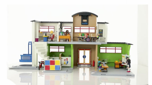 Playmobil City Life Furnished School Building with Digital Clock 9453