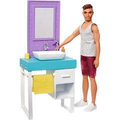 Barbie Bathroom-Themed Playset with Shaving Ken Doll FYK53 - Maqio