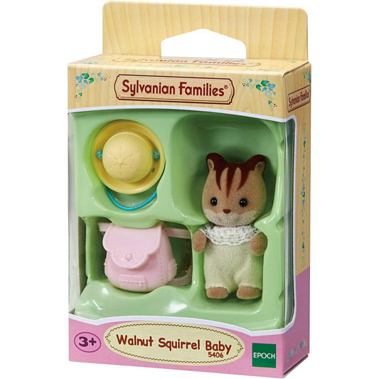 Sylvanian Families Walnut Squirrel Baby Figure and Accessories