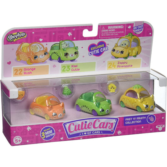 Shopkins Cutie Car Fast N Fruity Toy 3 Vehicle Playset and Figures