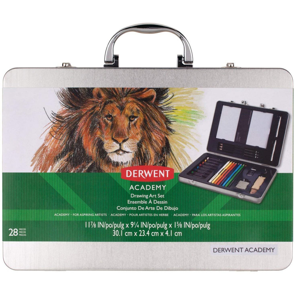 Derwent Academy 28 Piece Drawing Art Kit Set With Case - Maqio